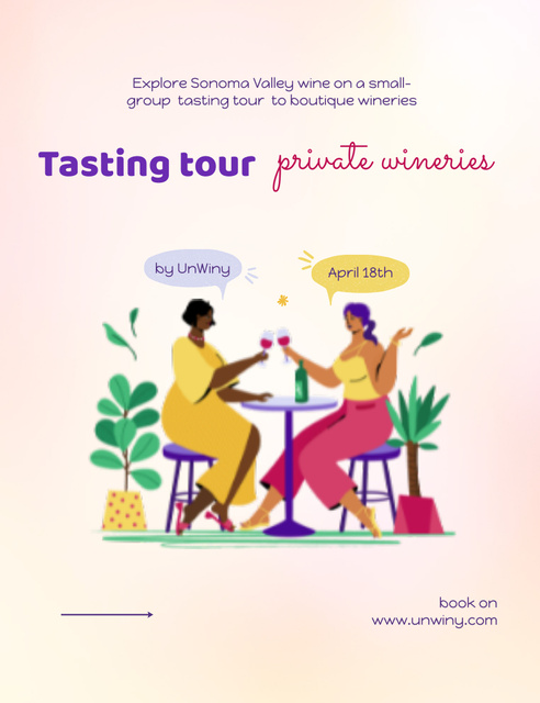 Wine Tasting Tour Offer Invitation 13.9x10.7cm Design Template
