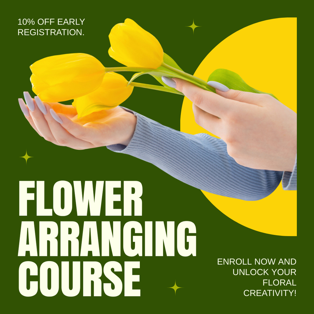 Plantilla de diseño de Discount on Early Registration for Floristry Course Instagram AD 