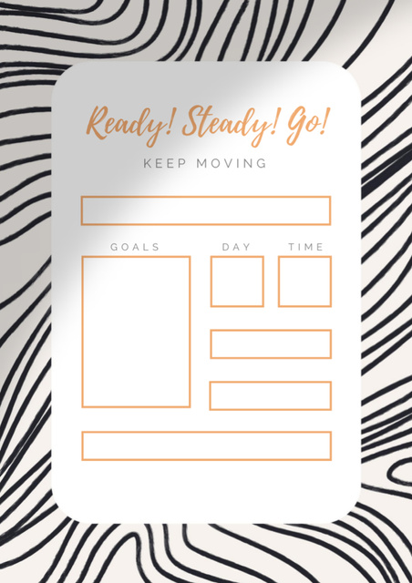 Day Goals Planner on Striped Black and White Pattern Schedule Planner – шаблон для дизайну