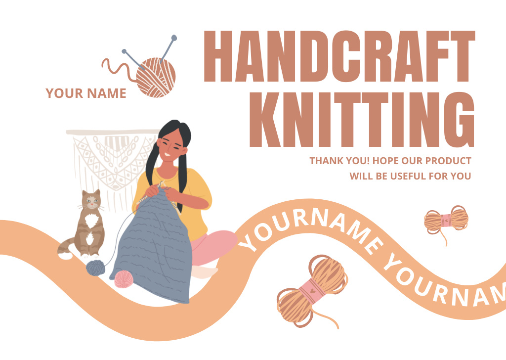 Platilla de diseño Offer of Handmade Knitwear Products Card