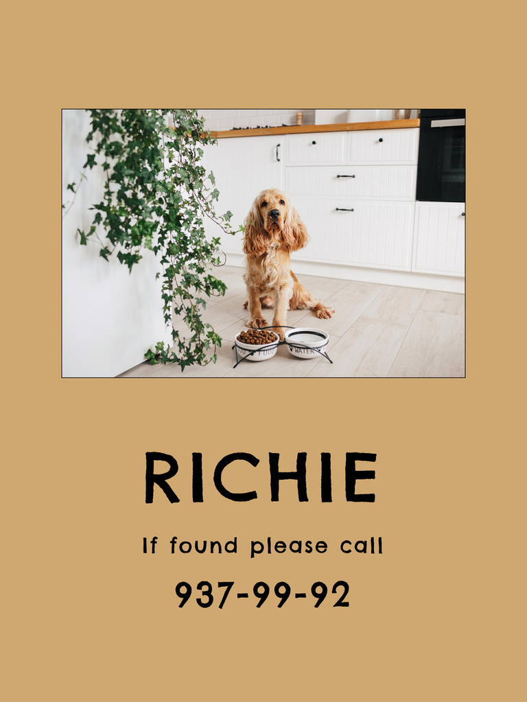 Photo of Lost Dog And Contacts For Help Poster 36x48in Design Template