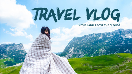 Travel Vlog Promotion with Mountains Youtube Thumbnail Design Template
