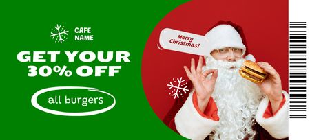 Burgers Discount Offer on Christmas Coupon 3.75x8.25in Design Template