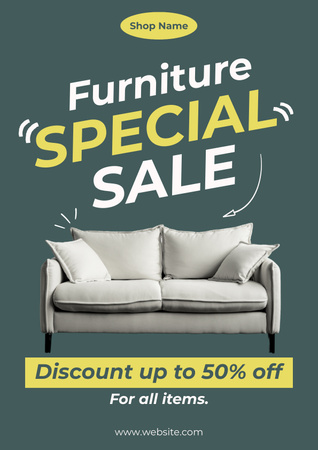 Special Sale of Furniture Green Poster Design Template