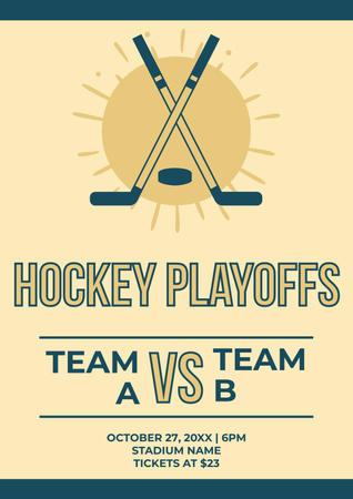 Hockey Playoff Tournament Announcement Poster Design Template