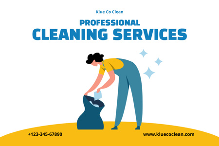 Premium Cleaning Services With Illustration Flyer 4x6in Horizontal Design Template