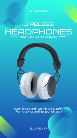 Wireless Headphone Model Promotion Instagram Storyデザインテンプレート