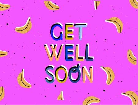 Get Well Wish With Cute Bananas Postcard 4.2x5.5in Design Template