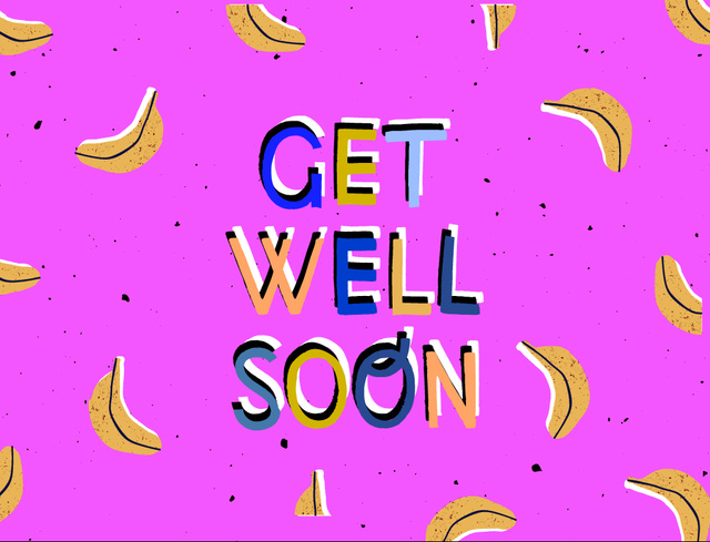 Get Well Wish With Cute Bananas Postcard 4.2x5.5in – шаблон для дизайна