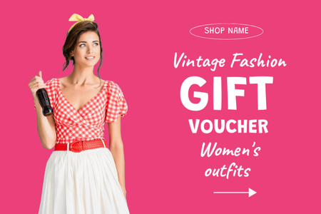 Vintage female fashion pink Gift Certificate Design Template