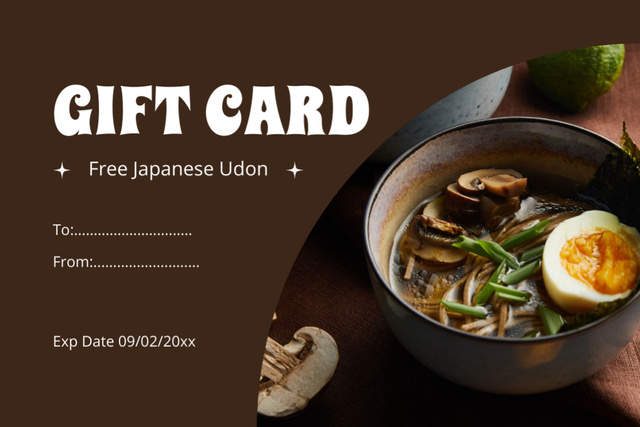 Gift Voucher for Free Japanese Udon Gift Certificate – шаблон для дизайна