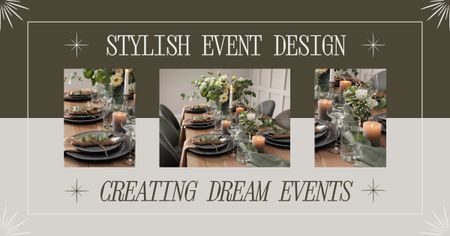 Designvorlage Collage mit stilvollen Tischdekorationen für Veranstaltungen für Facebook AD