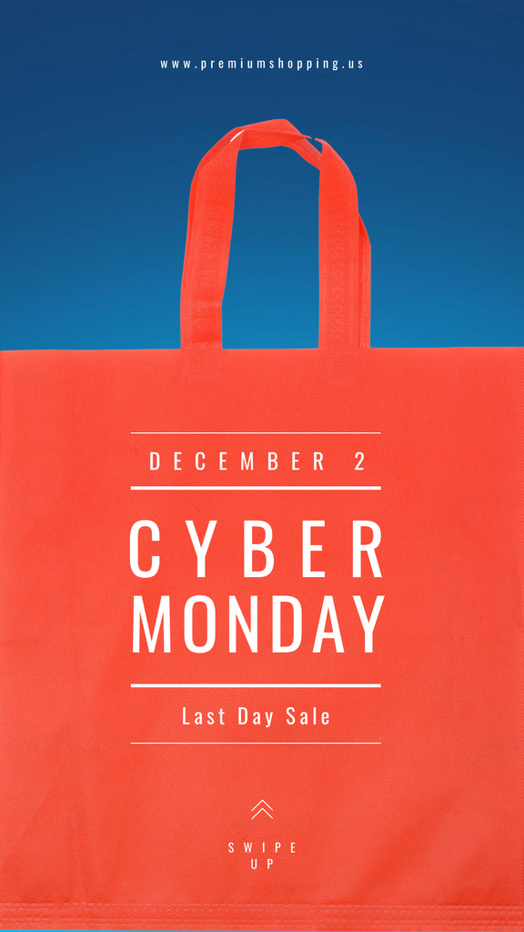 Modèle de visuel Cyber Monday Ad Red paper bag - Instagram Story