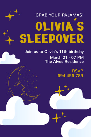 Olivia's Sleepover Party  Invitation 6x9in Design Template