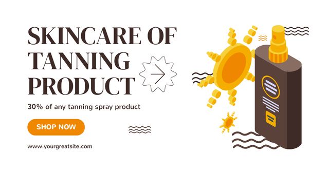 Designvorlage Tanning Skin Care Products at Huge Discounts für Facebook AD
