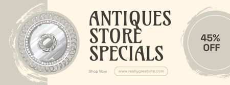 Special Antique Stuff At Discounted Rates In Store Offer Facebook cover Design Template