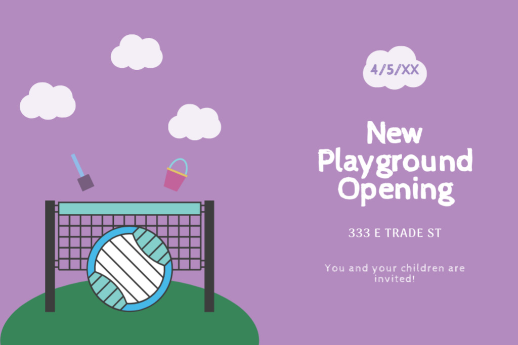 Playground Opening Announcement for Kids Flyer 4x6in Horizontal Design Template