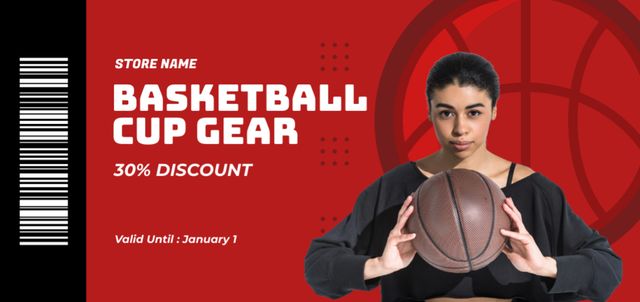 Designvorlage Basketball Gear Discount Offer für Coupon Din Large