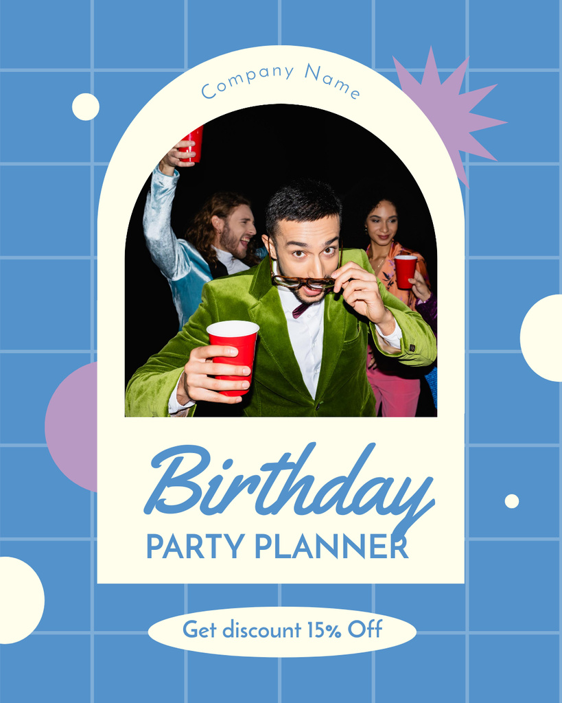 Template di design Discount on Fun and Vivid Birthday Party Services Instagram Post Vertical