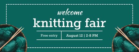 Knitting Fair Announcement With Skeins Of Yarn Ticket tervezősablon