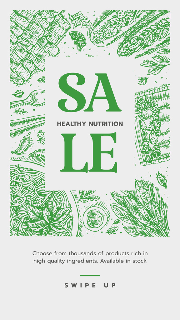 Healthy Nutrition Sale on Green Instagram Story Design Template