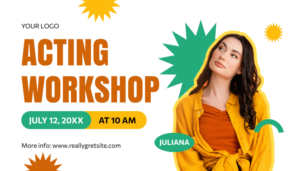Template di design Acting Workshop with Young Beautiful Actress FB event cover