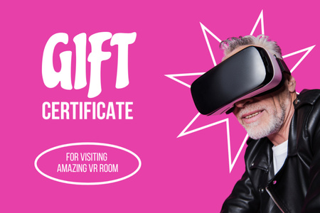 Man in Virtual Reality Glasses Gift Certificate Tasarım Şablonu