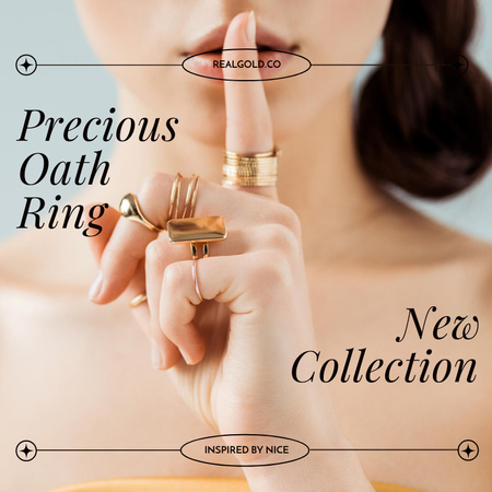Jewelry New Collection Sale with Precious Rings  Social media Πρότυπο σχεδίασης