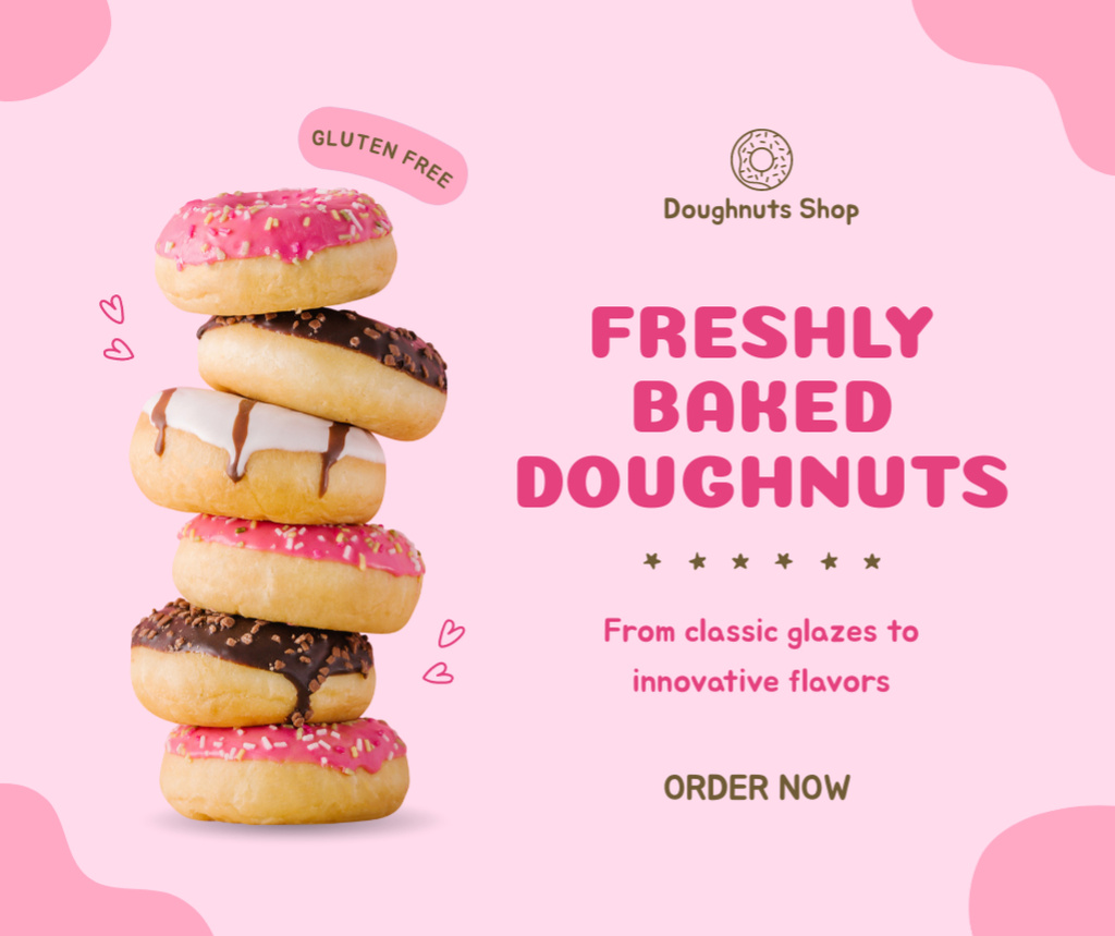 Offer of Freshly Baked Doughnuts Facebookデザインテンプレート