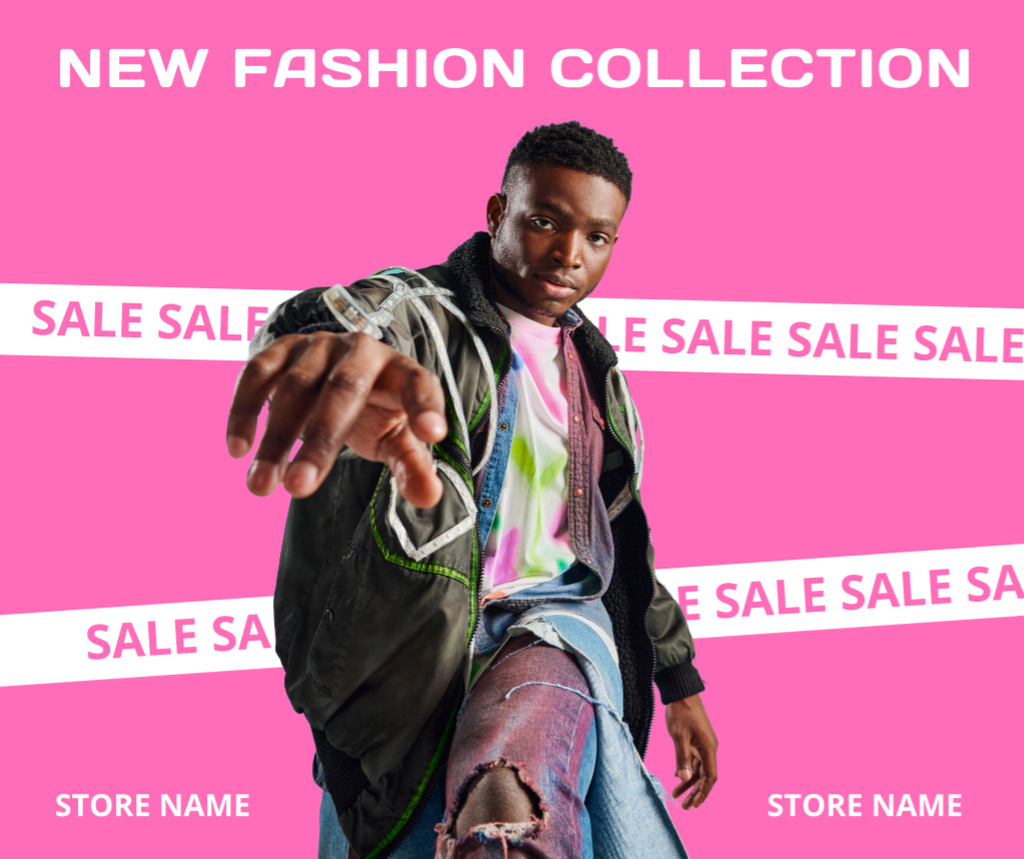 New Fashion Collection for Trendy Men Facebook Šablona návrhu