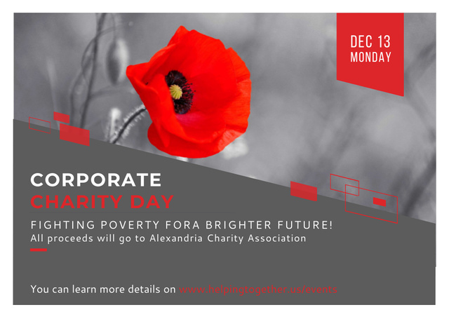Corporate Charity Day Announcement with Poppy Postcard Design Template