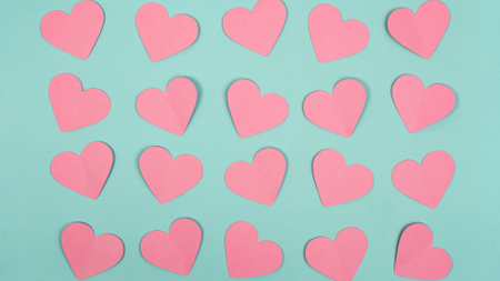 Padrão fofo de corações para o Dia dos Namorados Zoom Background Modelo de Design