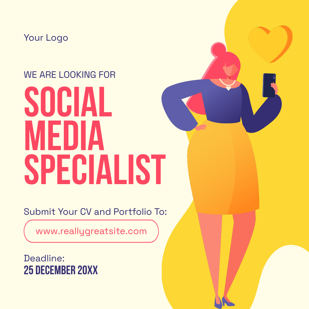 Designvorlage Social Media Marketing Specialist Is Needed für LinkedIn post