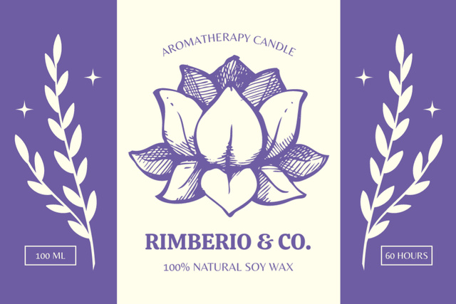 Ontwerpsjabloon van Label van Natural Aromatherapy Candles With Soy Ingredient