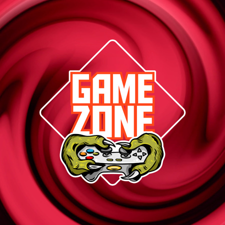 Game Zone With Console Controller Promotion Animated Logo Design Template