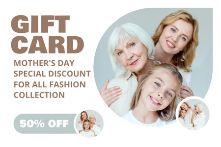 Mother's Day Offer with Women of Different Age Gift Certificate Design Template