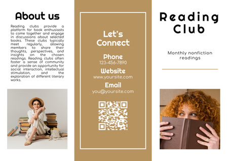 Anúncio do Reading Club em bege Brochure Modelo de Design