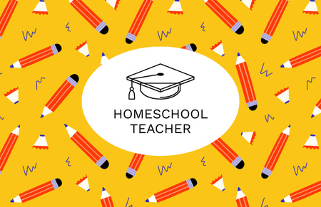 Homeschooling Teatcher Service Offer with Red Pencils Business Card 85x55mm Design Template