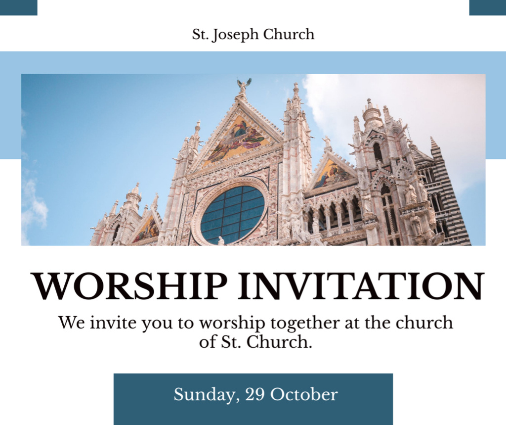 Ontwerpsjabloon van Facebook van Worship Announcement in Cathedral