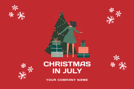 Magical Atmosphere of Christmas during July Flyer 4x6in Horizontal Design Template