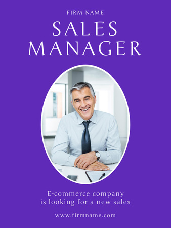 Sales Manager Vacancy ad with Confident Man Poster US Design Template