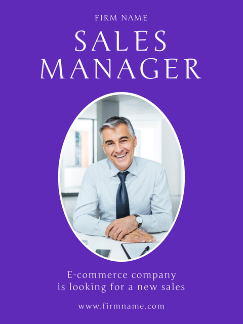 Sales Manager Vacancy ad with Confident Man Poster US tervezősablon
