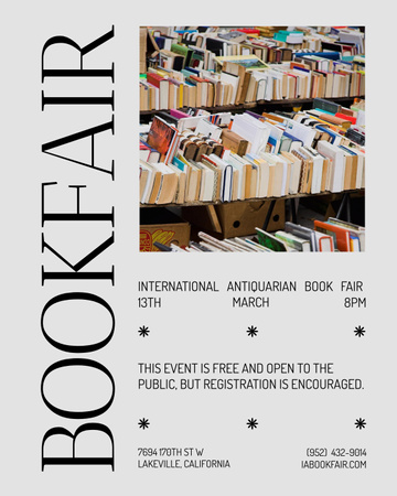 Book Fair Announcement Poster 16x20in Design Template