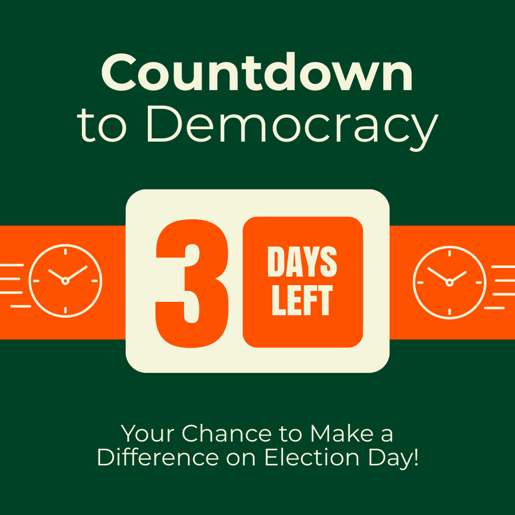 Countdown to Elections on Green Instagram AD Tasarım Şablonu