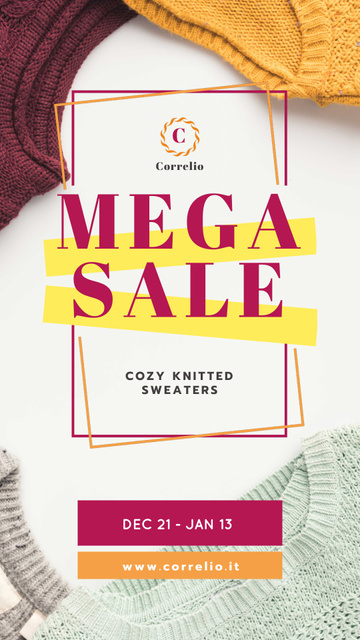 Special Sale with Colorful Sweaters Instagram Video Story Πρότυπο σχεδίασης
