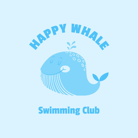 Swimming Club Ads with Cute Whale Logo 1080x1080pxデザインテンプレート