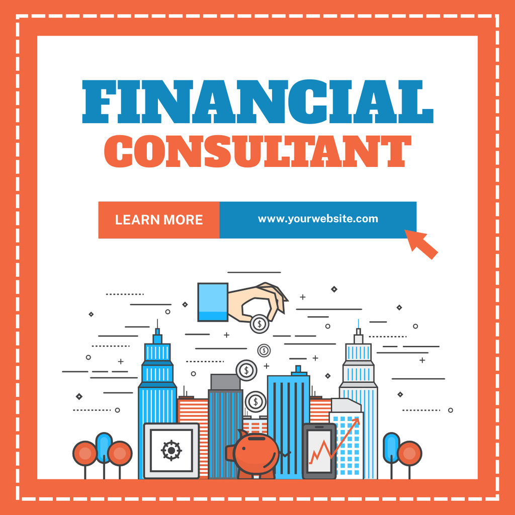 Services of Financial Consulting with Business Icons LinkedIn post Tasarım Şablonu