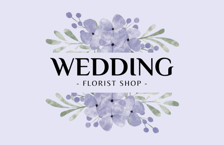 Modèle de visuel Annonce de fleuriste de mariage avec des fleurs à l'aquarelle - Business Card 85x55mm