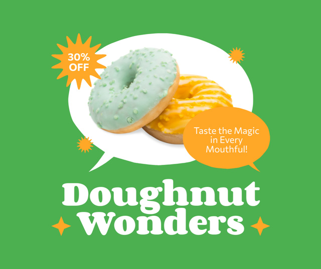 Discount Ad in Doughnut Shop Facebook Modelo de Design