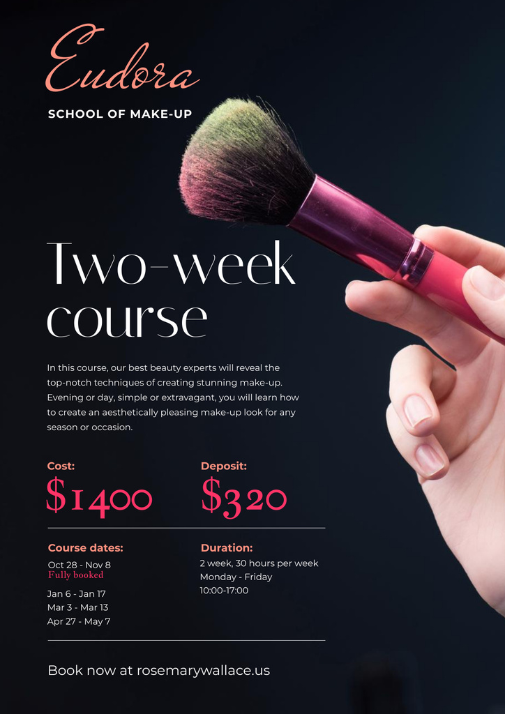 Szablon projektu Makeup Courses Promotion with Hand with Brush Poster